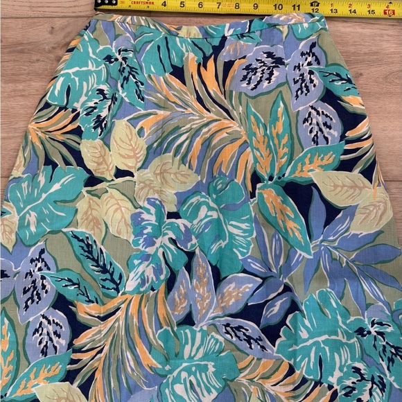 Talbots Linen Tropical Floral A-Line Maxi Skirt Side Zip Elastic Waist Sz 12 EUC - Picture 11 of 13